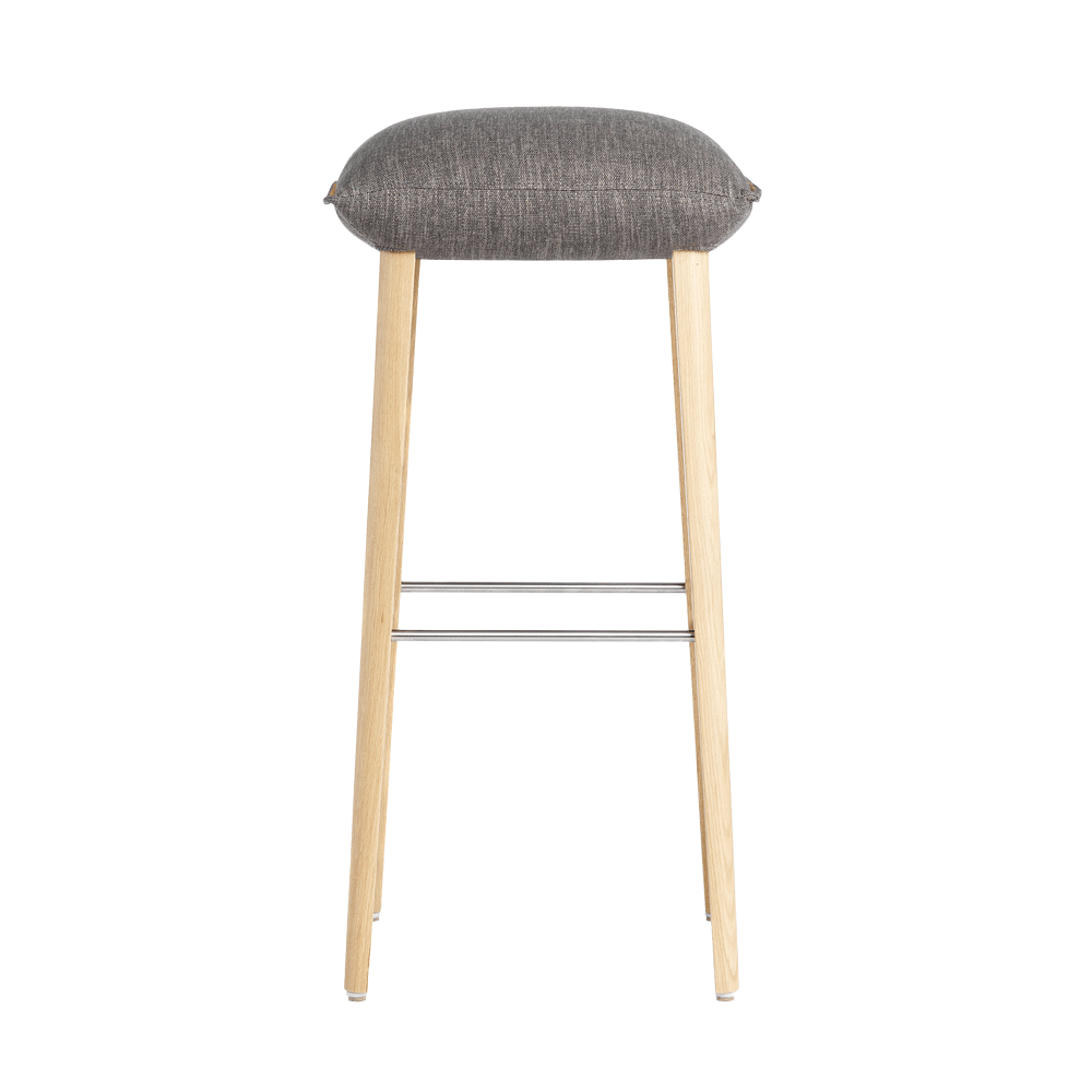 Mobitec :: Upholstered bar stool / bar stool Soda C39, height 85 cm, gray, wooden legs