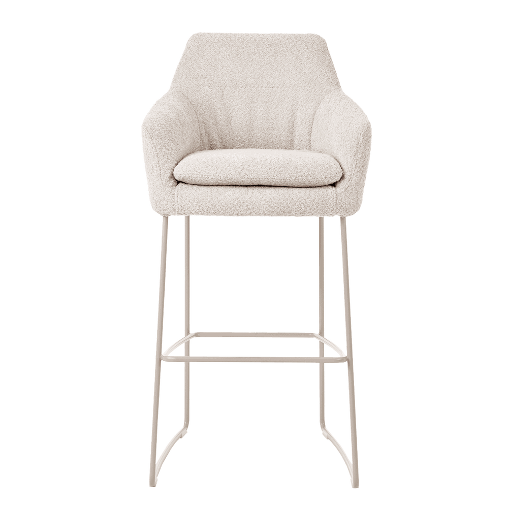 Mobitec :: Saga C14 upholstered bar stool / stool, height 114 cm, gray, with armrests, metal legs