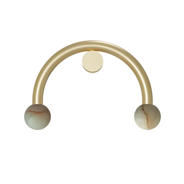 Robin :: Rigoberta Direct Curved gold alabaster wall lamp, width 52 cm