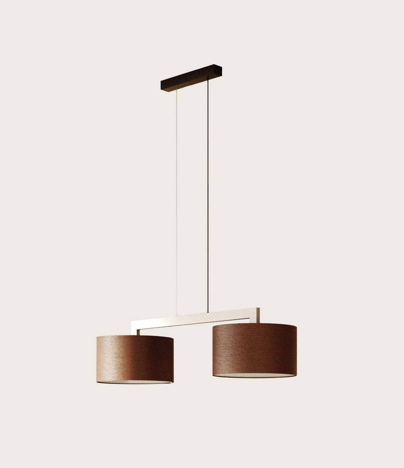 Aromas :: Rems 2 hanging lamp, width 115 cm, dark brown leather shades