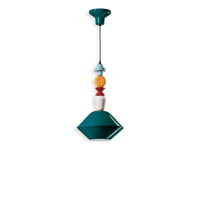 Ferroluce :: Lariat grüne Hängelampe, Höhe 56 cm