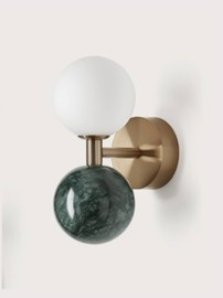 Aromas :: Dalt Wandleuchte / Wandleuchter, Höhe 23,2 cm, grüner Marmor, goldenes Metall