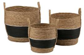 Woood :: Set of 3 natural-black Alexa baskets