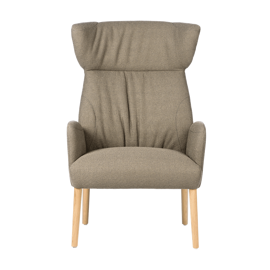 Mobitec :: Enora gray upholstered armchair with high backrest and armrests, 69 cm wide, wooden legs