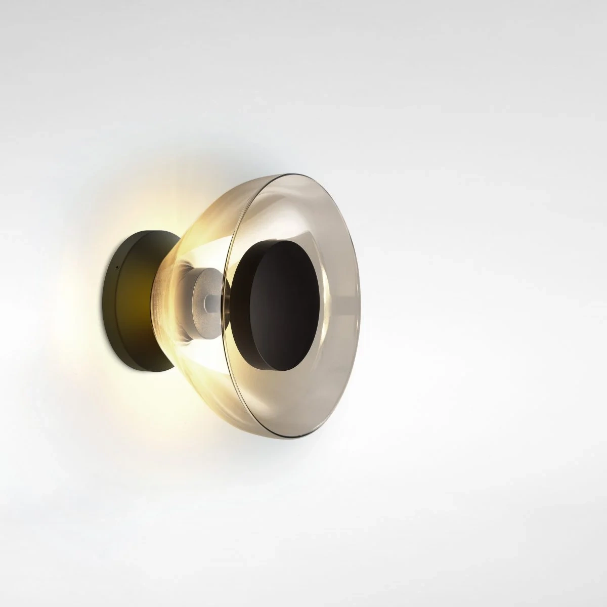 Marset :: Aura On/Off Wall Lamp/Sconce, Black/Transparent, Diameter 25.3 cm