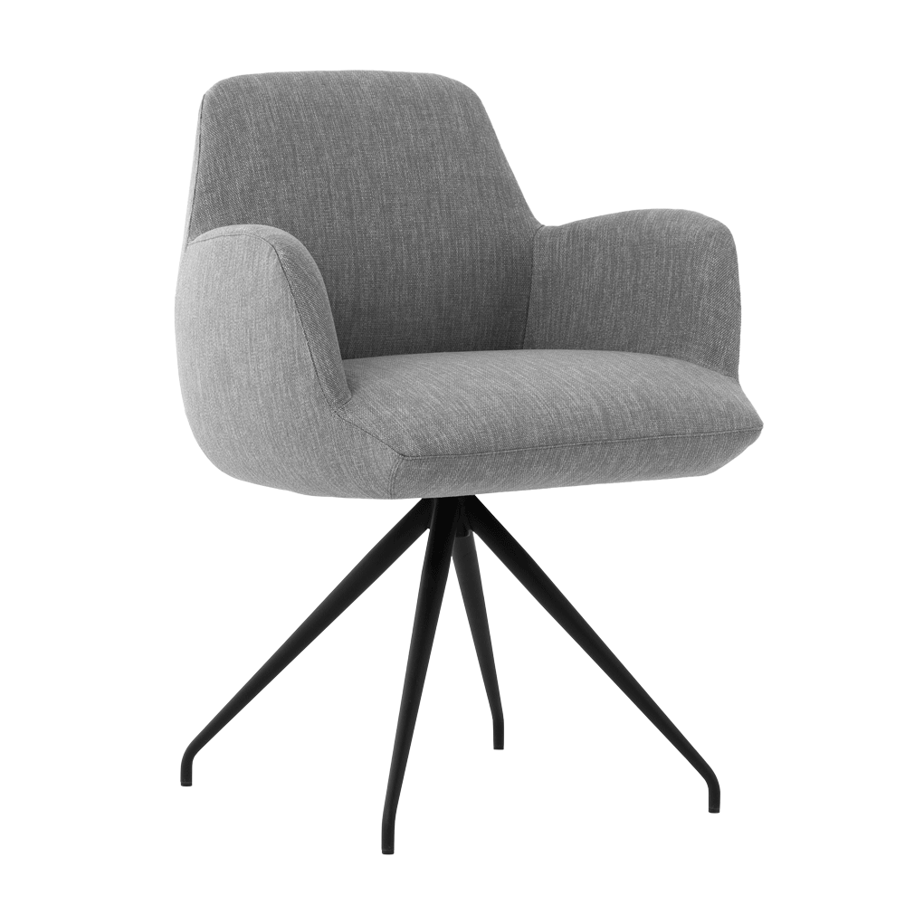 Mobitec :: Mood 101 upholstered chair, gray, with armrests, 61 cm wide, metal legs