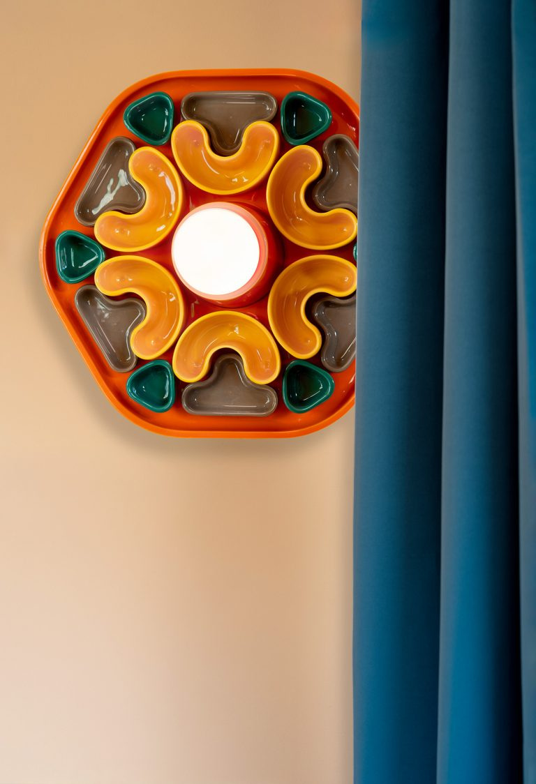 Ferroluce :: Phytia wall lamp / sconce diameter 37 cm ceramic yellow / brown / orange