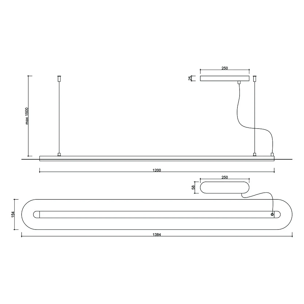 Ummo :: Senkei C hanging lamp white width 138.4 cm