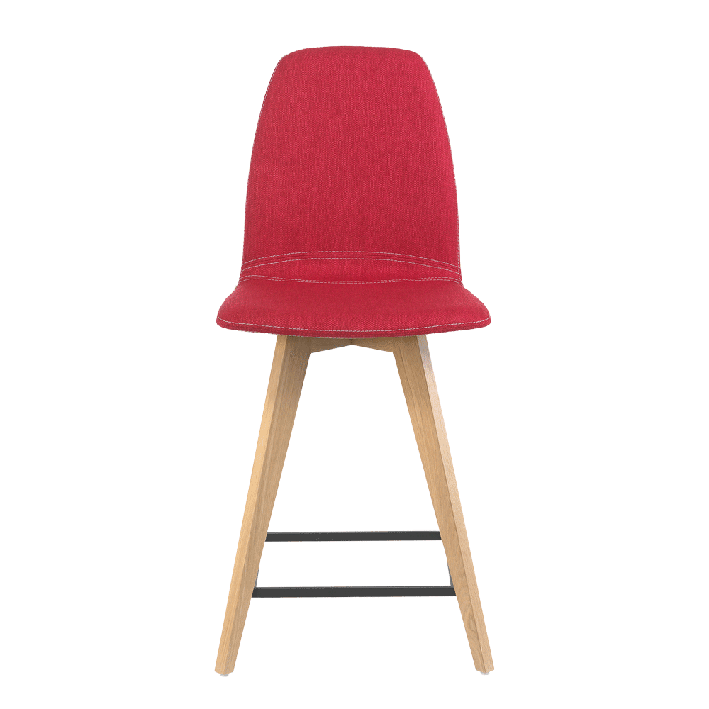 Mobitec :: Mood 11 upholstered bar stool/stool, height 101 cm, red, wooden legs