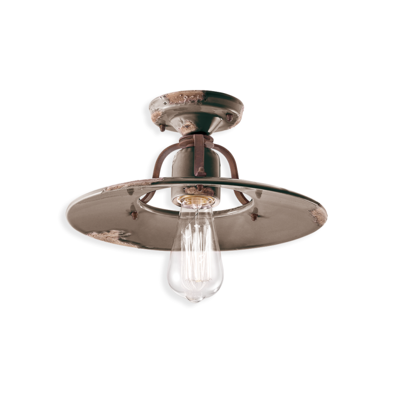 Ferroluce :: Country antiqued brown ceiling lamp, diameter 30 cm