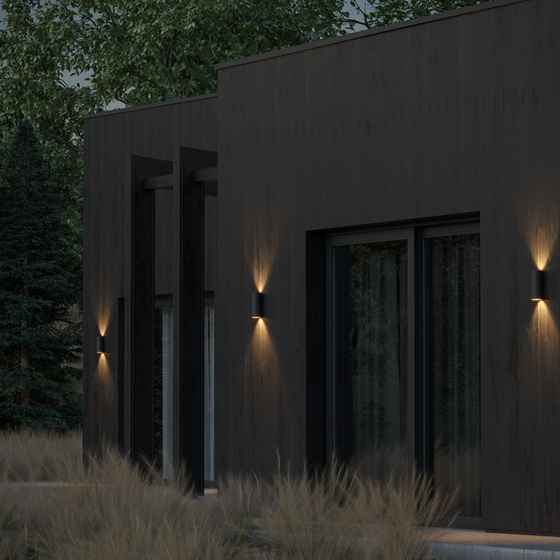 AQForm :: VIP round up&down LED wall lamp 230V exterior M930 64° Phase-Control black