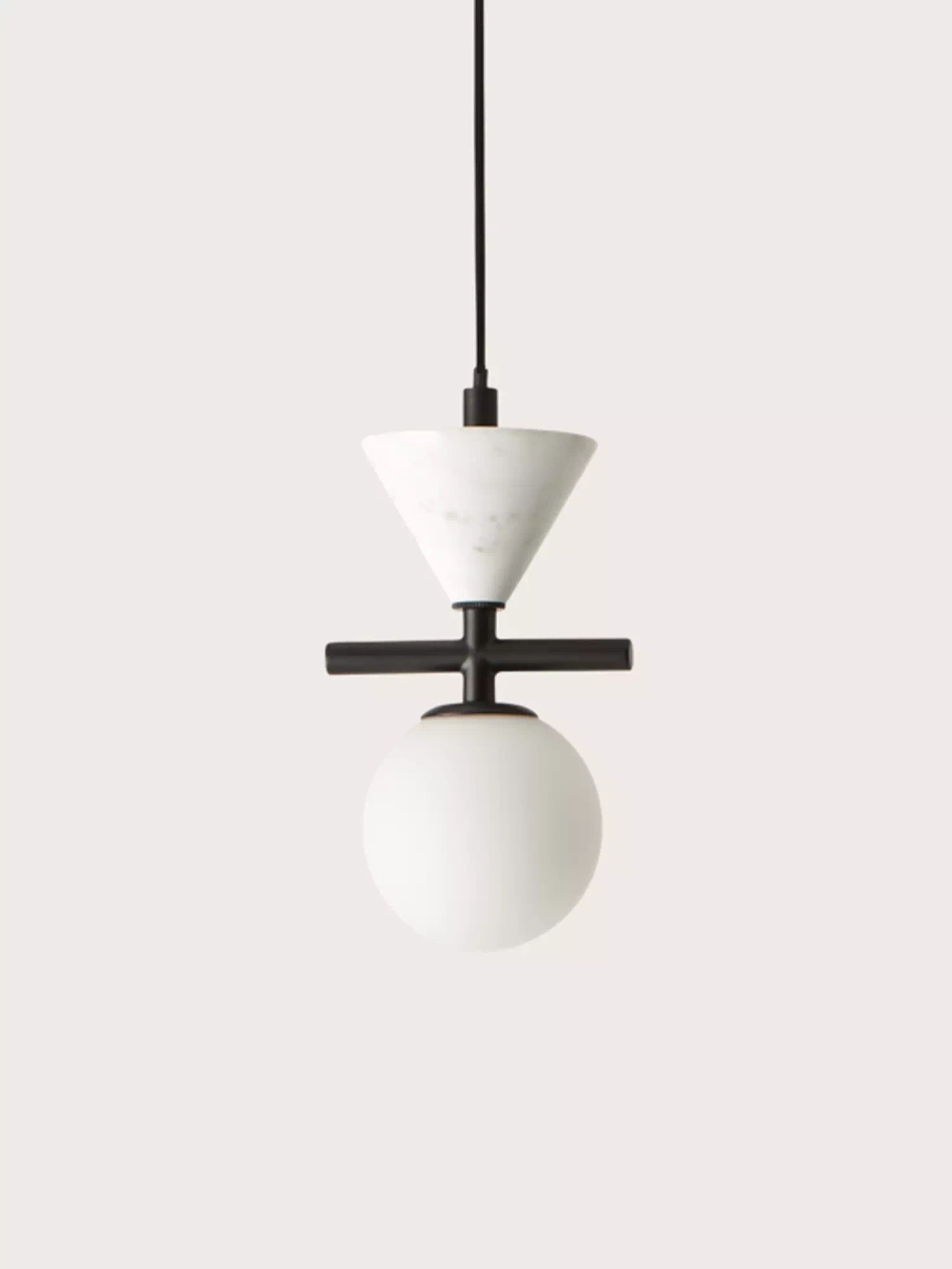 Aromas :: Oneta marble hanging lamp, diameter 10 cm, black and white