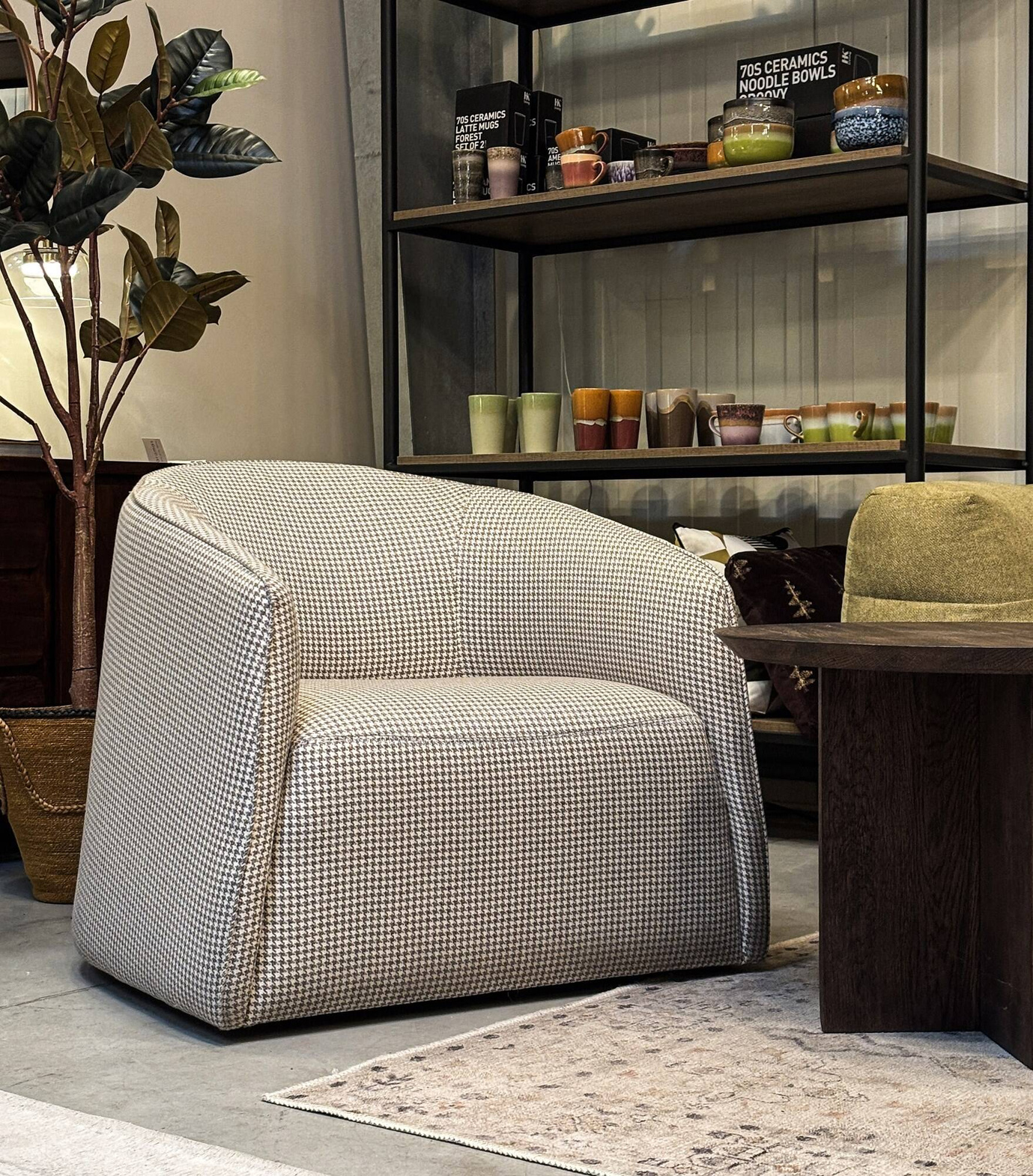 Nordic Line :: Pepi swivel chair, upholstered, width 81 cm, houndstooth