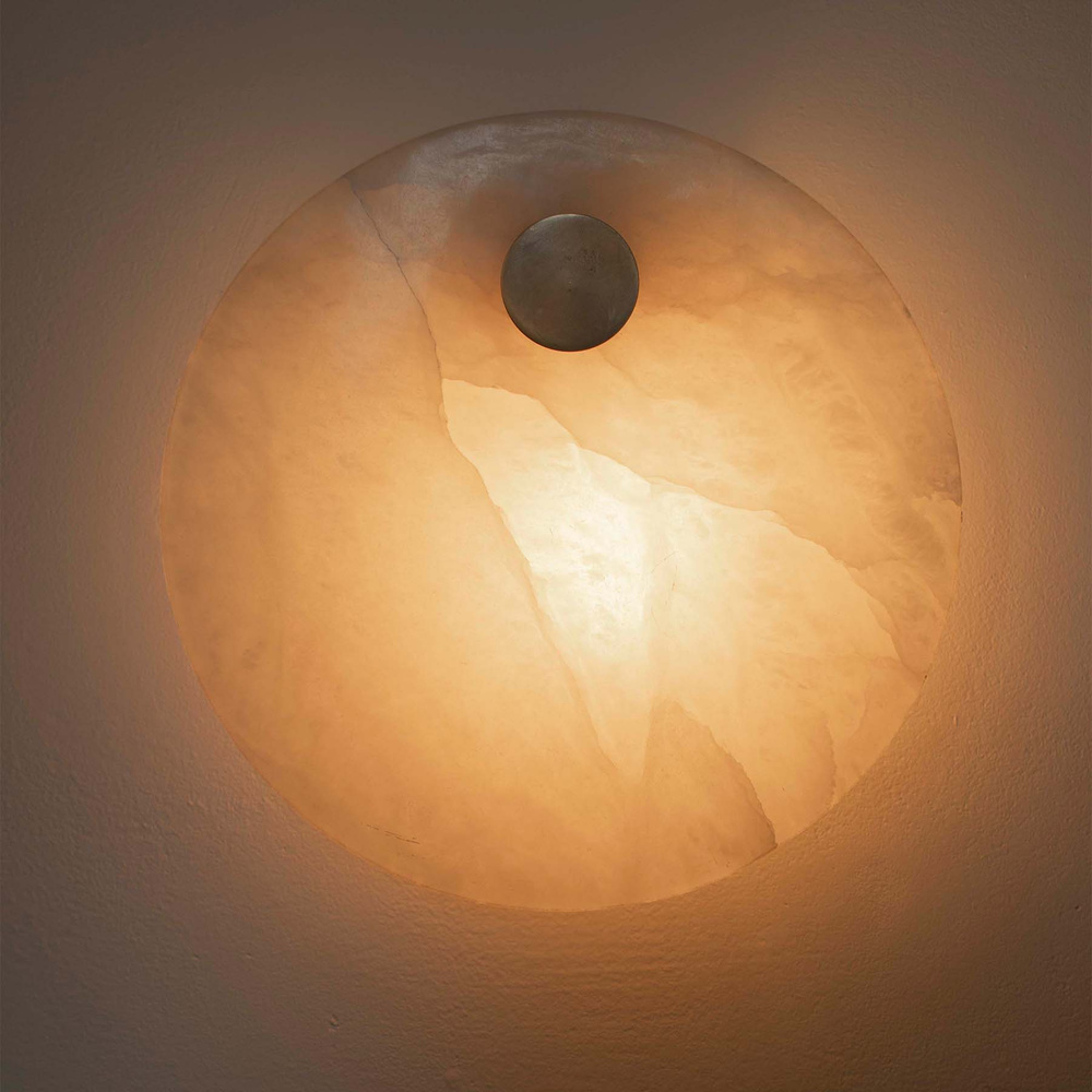 Embassy Interiors :: Eos alabaster wall lamp / sconce, diameter 30 cm, white alabaster / brass with patina