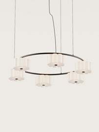 Aromas :: Flow pendant lamp/chandelier, diameter 80 cm, black metal/white shades
