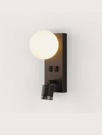 Aromas :: Tea 2 wall lamp / sconce, width 10 cm, black with black marble