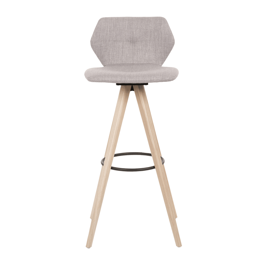 Mobitec :: Upholstered bar stool / bar stool Mood 91, height 102 cm, gray, wooden legs
