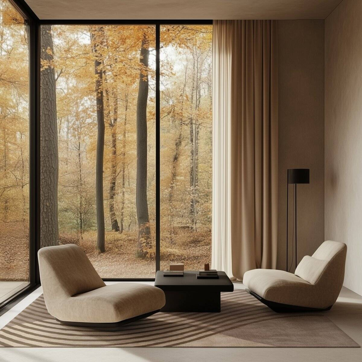 Carpet Decor :: Wave rug, beige and gray, handmade wool and viscose