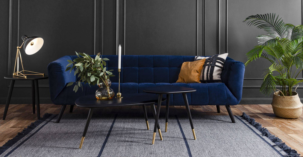 Nordic Line :: Sofa gepolstert Lilly 233x75x91cm blau