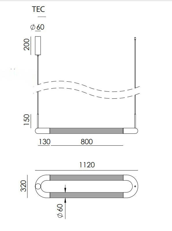 Aromas :: Iman oval hanging lamp, width 112 cm, black