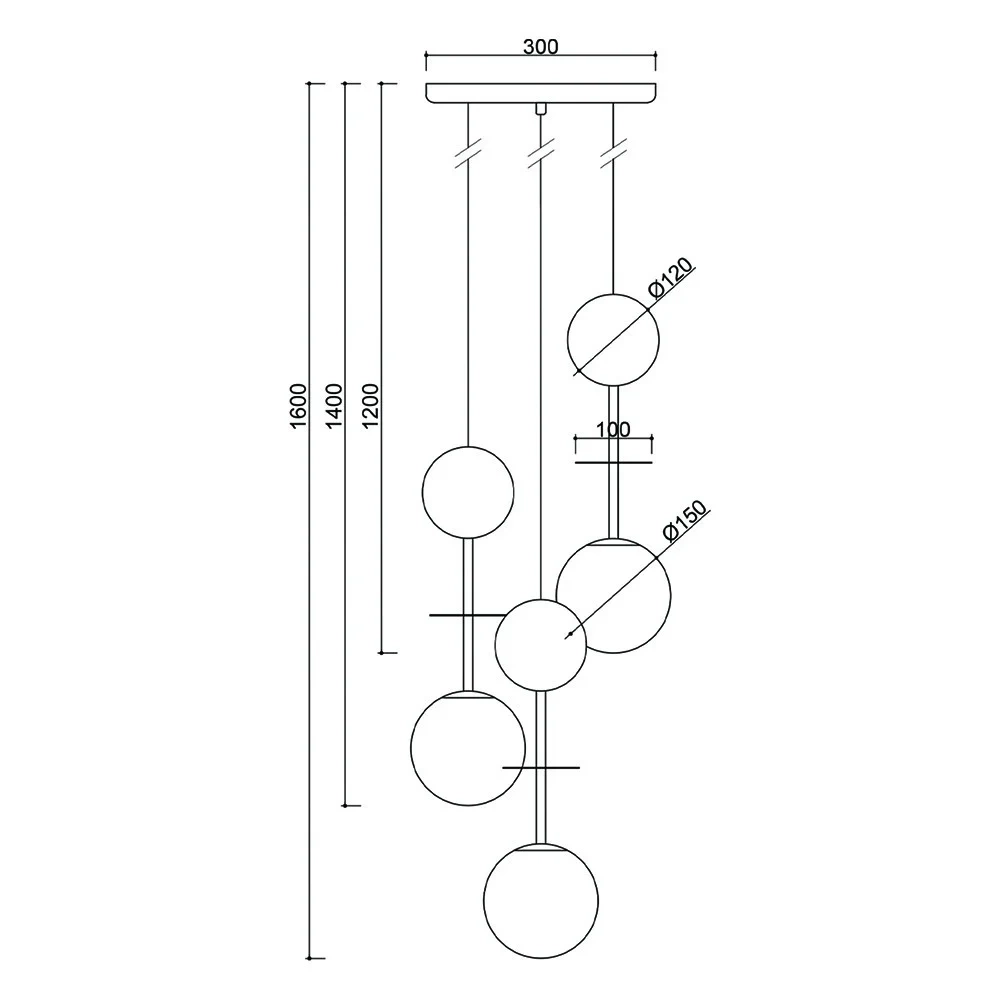 Ummo :: Oio A 3 hanging lamp, white and black, width 60 cm