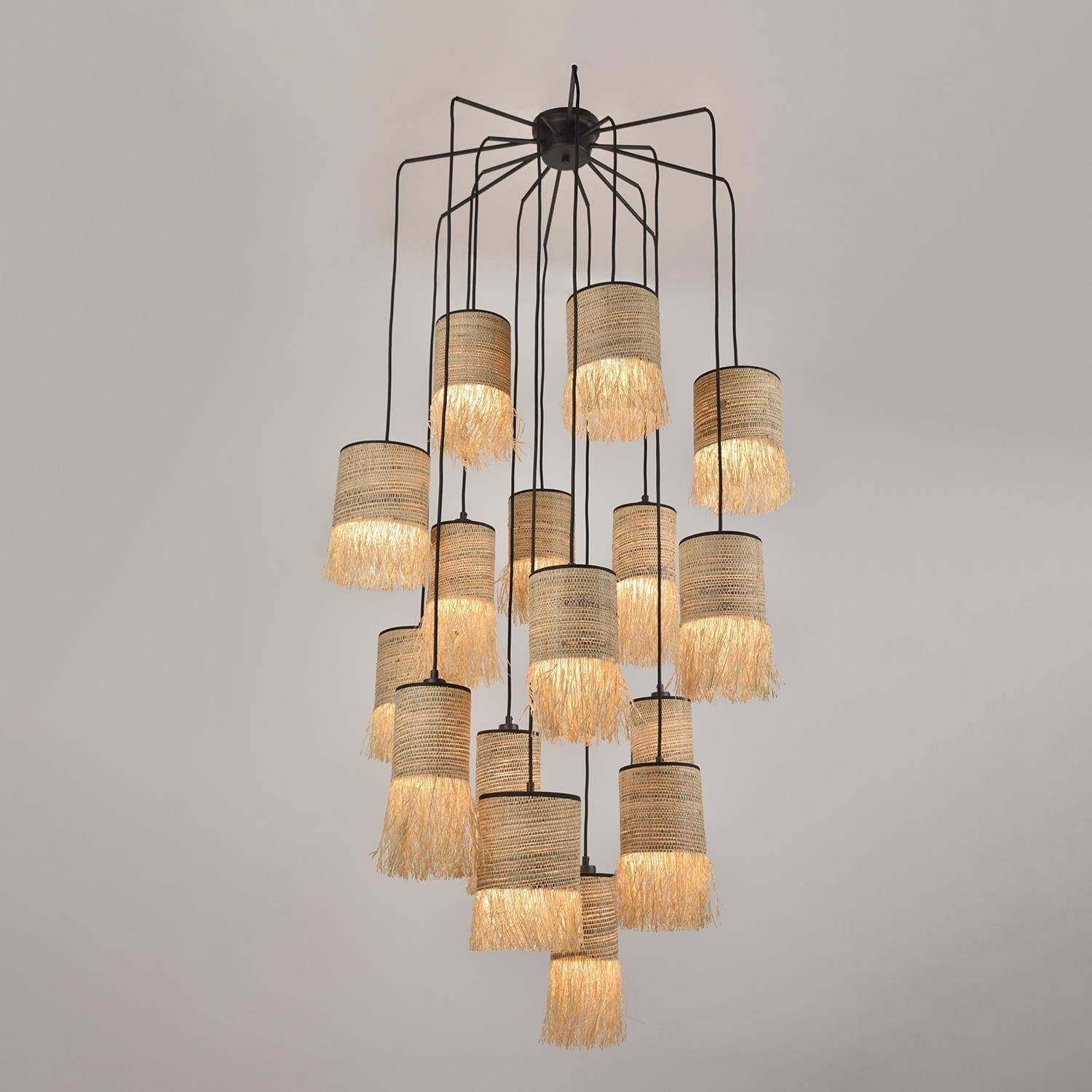 Market Set :: Hängelampe von Naturfasern Formentera 16 Farbtöne Breite 70 cm beige