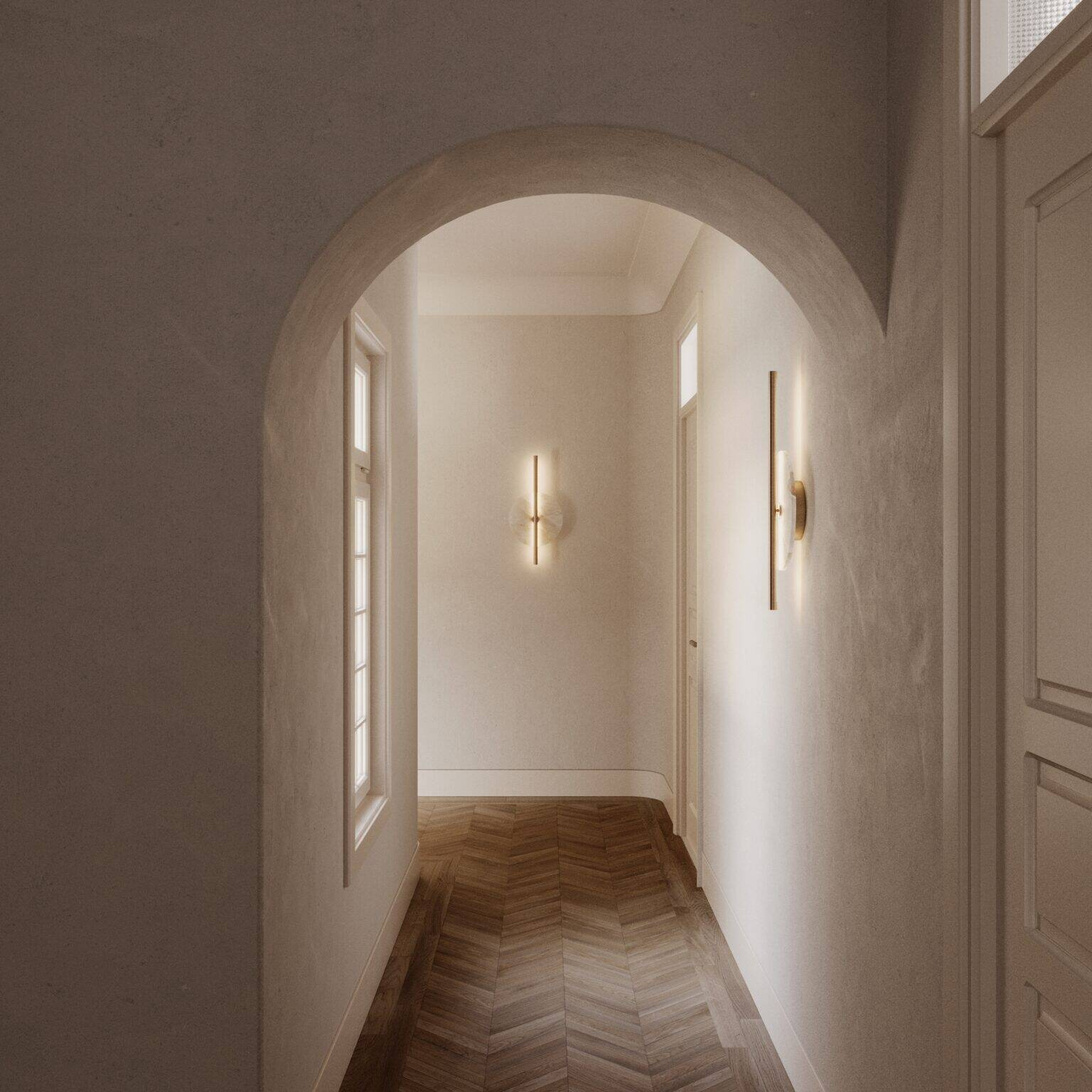 Aromas :: Point Wandleuchte / Wandleuchte, Höhe 60 cm, Alabaster / Gold