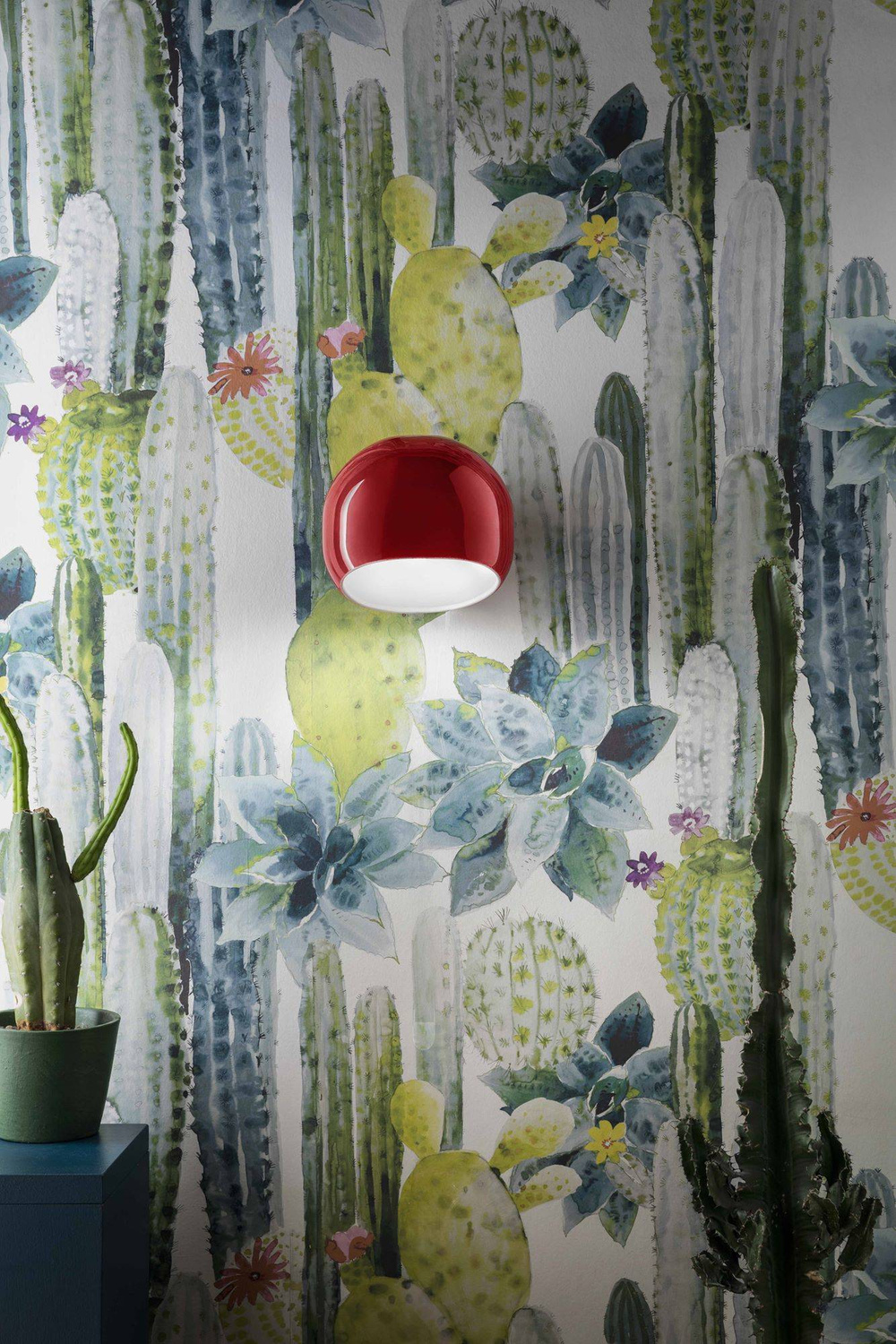 Ferroluce :: Ayrton red hanging lamp, diameter 29 cm