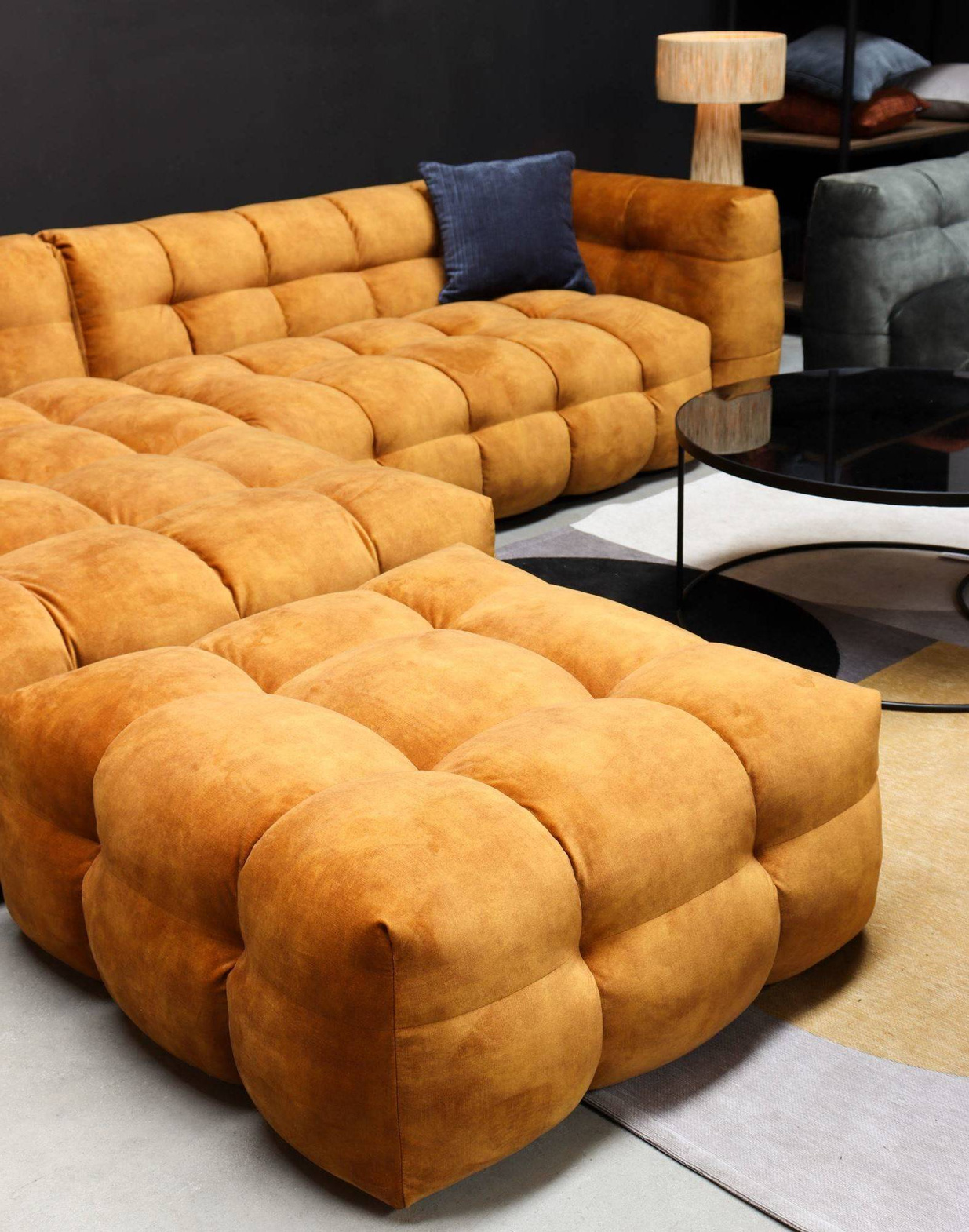 Nordic Line :: Corner sofa / left upholstered corner sofa Michelle (formerly Michelin) orange 319x68x170 cm