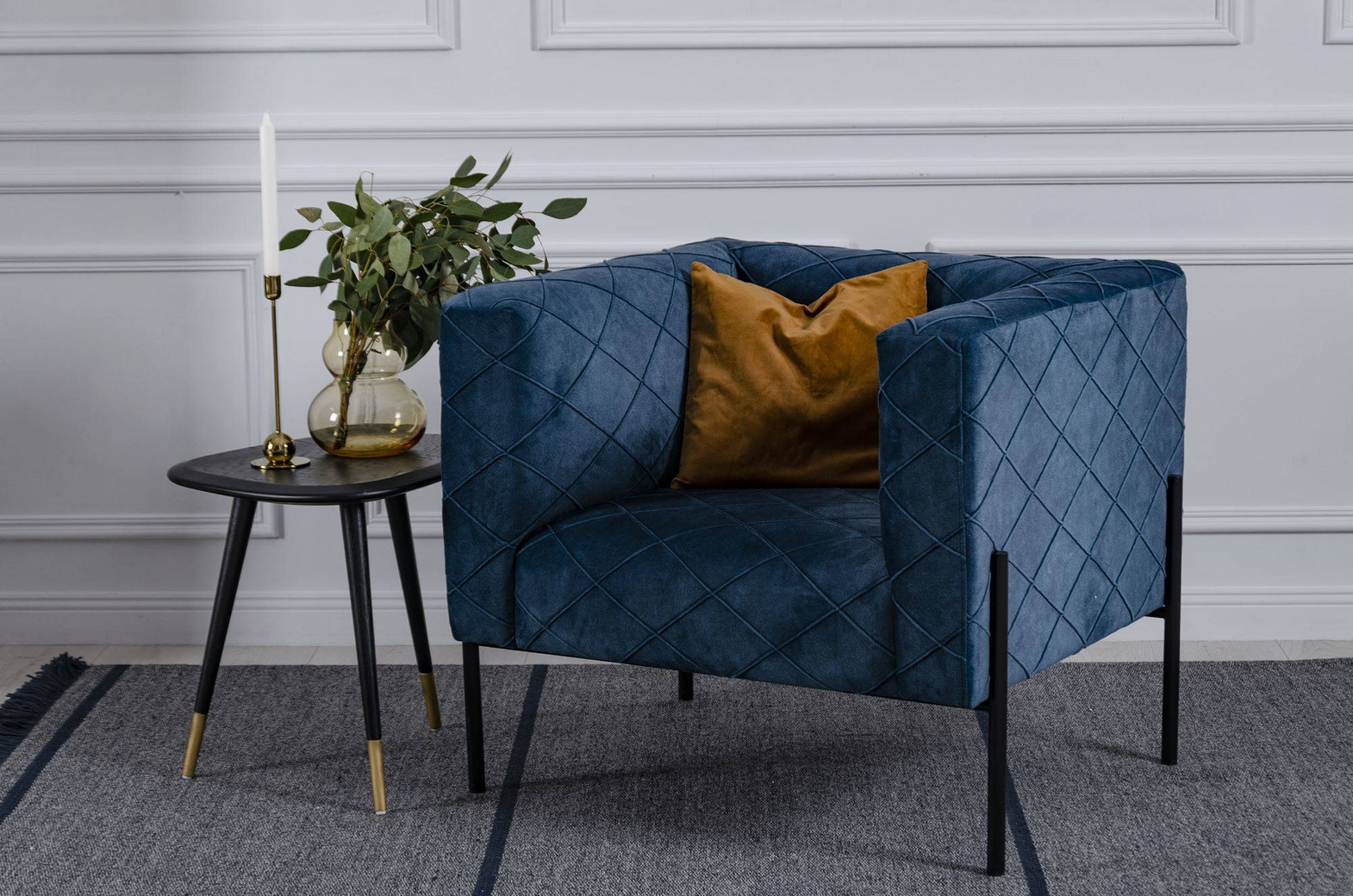 Nordic Line :: Upholstered armchair Block blue 85x76x79 cm