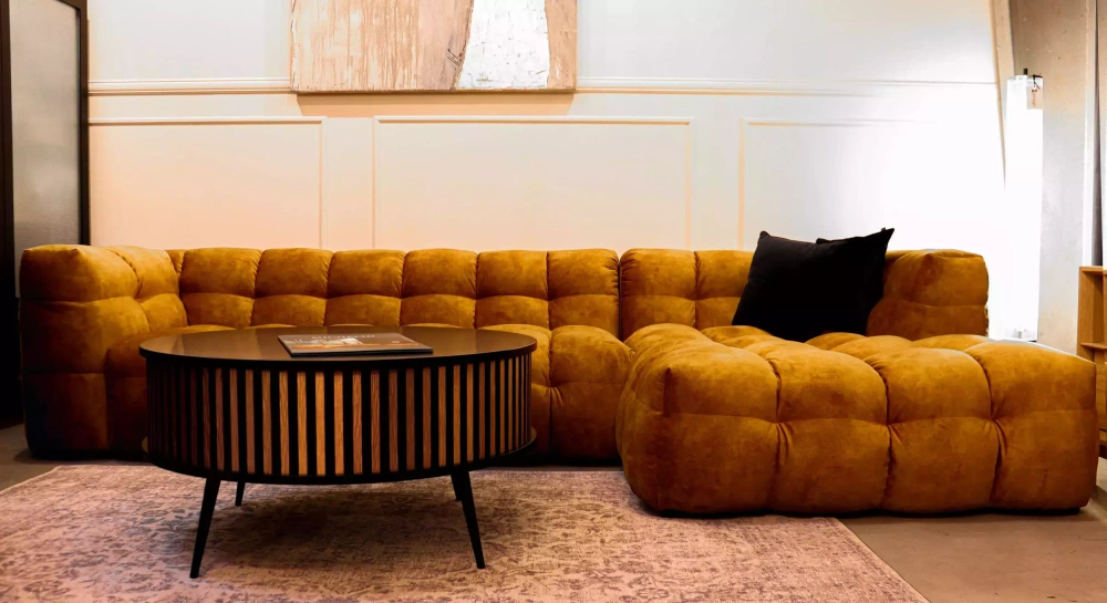 Nordic Line :: Corner sofa / left upholstered corner sofa Michelle (formerly Michelin) orange 319x68x170 cm