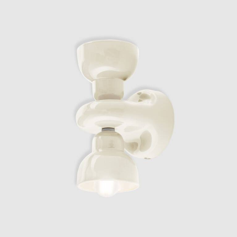 Ferroluce :: Berimbau wall lamp / sconce, height 25.5 cm, cream