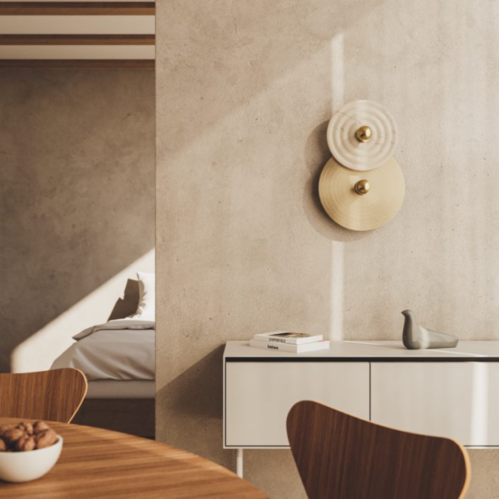 Aromas :: Lampa ścienna / kinkiet  Abby śr. 55 cm złoty i alabaster + żarówki