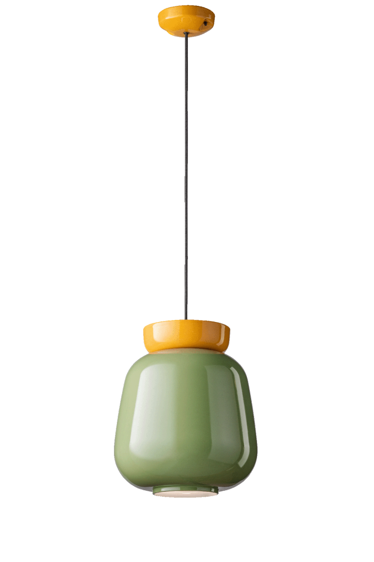 Ferroluce :: Corcovado Pendelleuchte, Durchmesser 29 cm, Keramik, grün und gelb