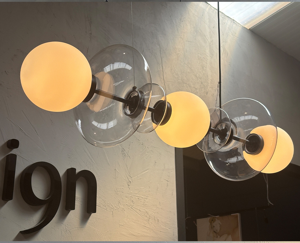 Aromas :: Mapi hanging lamp, width 117 cm, horizontal, milky-transparent