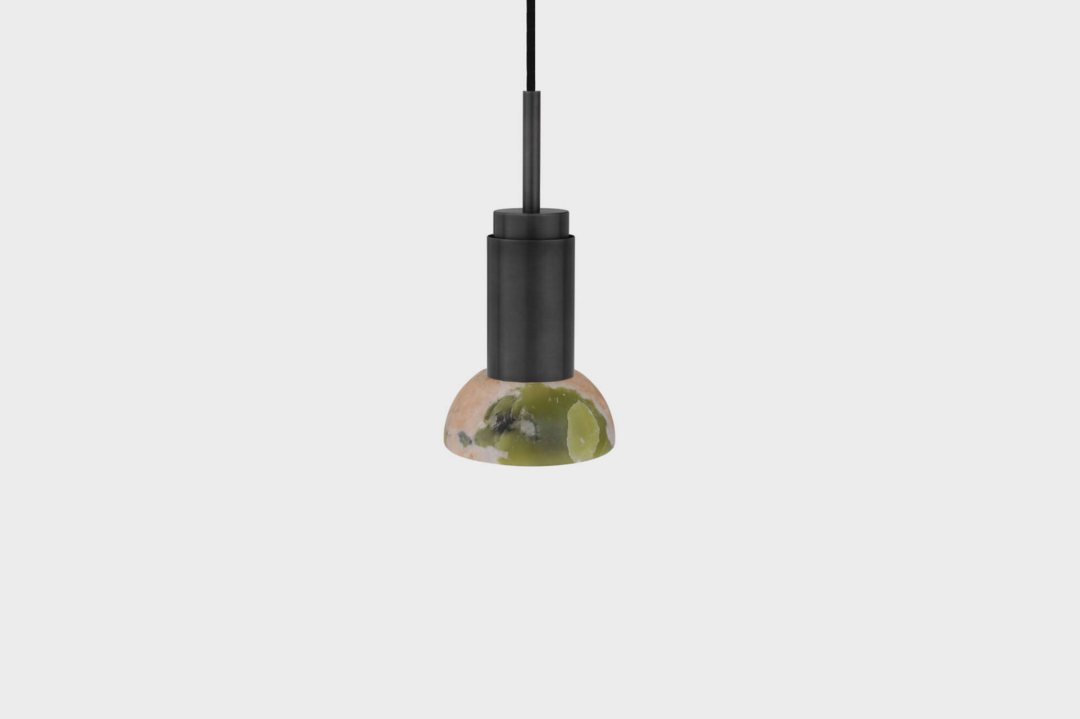 Anour :: Donya Onyx Moon hanging lamp, diameter 12 cm, black steel, onyx shade