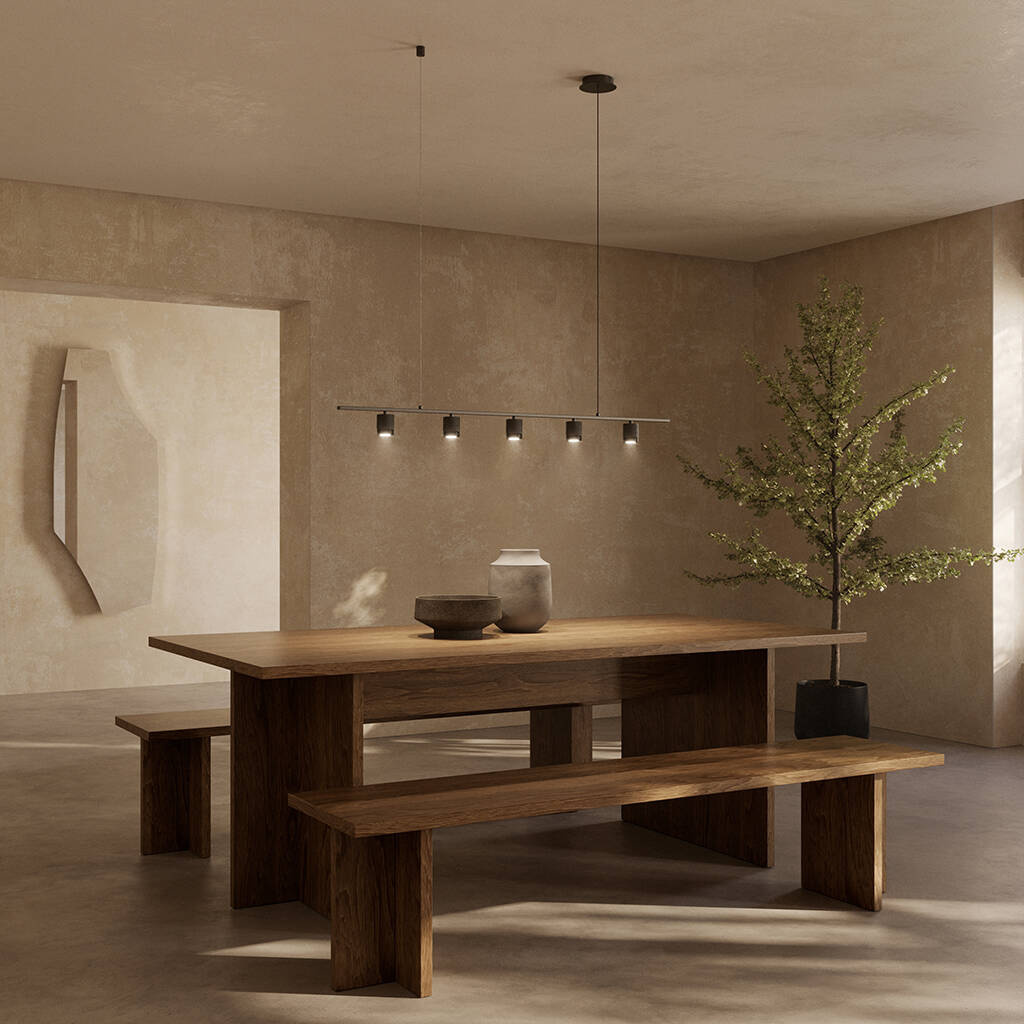 Aromas :: Tea 5 Pendelleuchte/Kronleuchter, Breite 118 cm, schwarz/Marmor