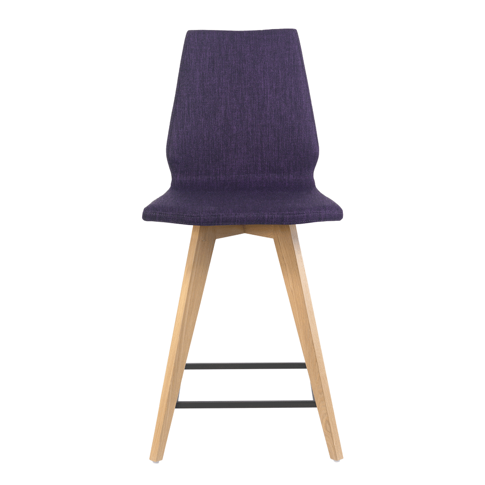 Mobitec :: Upholstered bar stool / bar stool Mood 41, height 101 cm, purple, wooden legs