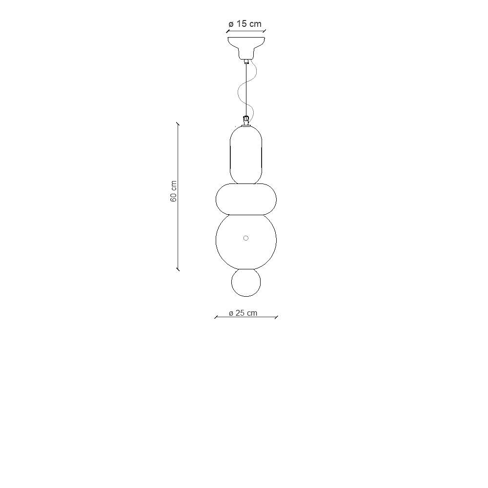 Ferroluce :: Bumbum 3 hanging lamp, height 60 cm, ceramic, blue