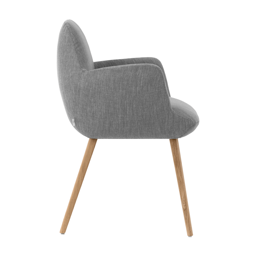 Mobitec :: Mood 101 upholstered chair, gray, with armrests, 61 cm wide, wooden legs