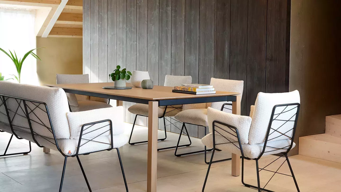 Mobitec :: Cosy upholstered chair, gray, with armrests, 63 cm wide, metal legs