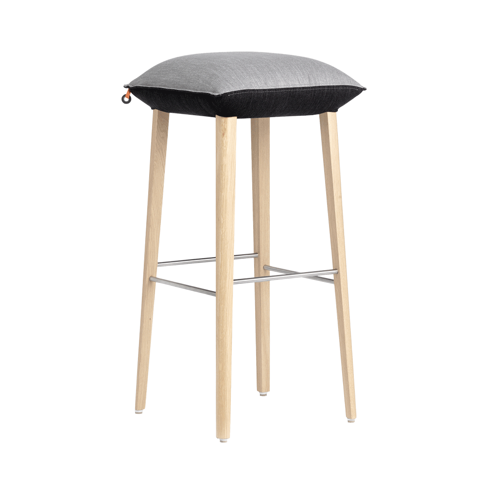 Mobitec :: Upholstered bar stool / stool Soft C38, height 85 cm, gray-black, wooden legs