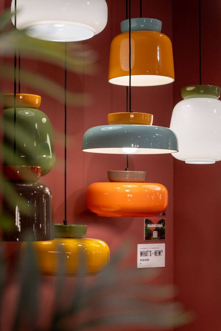 Ferroluce :: Maracana hanging lamp, diameter 37 cm, ceramic, yellow and green
