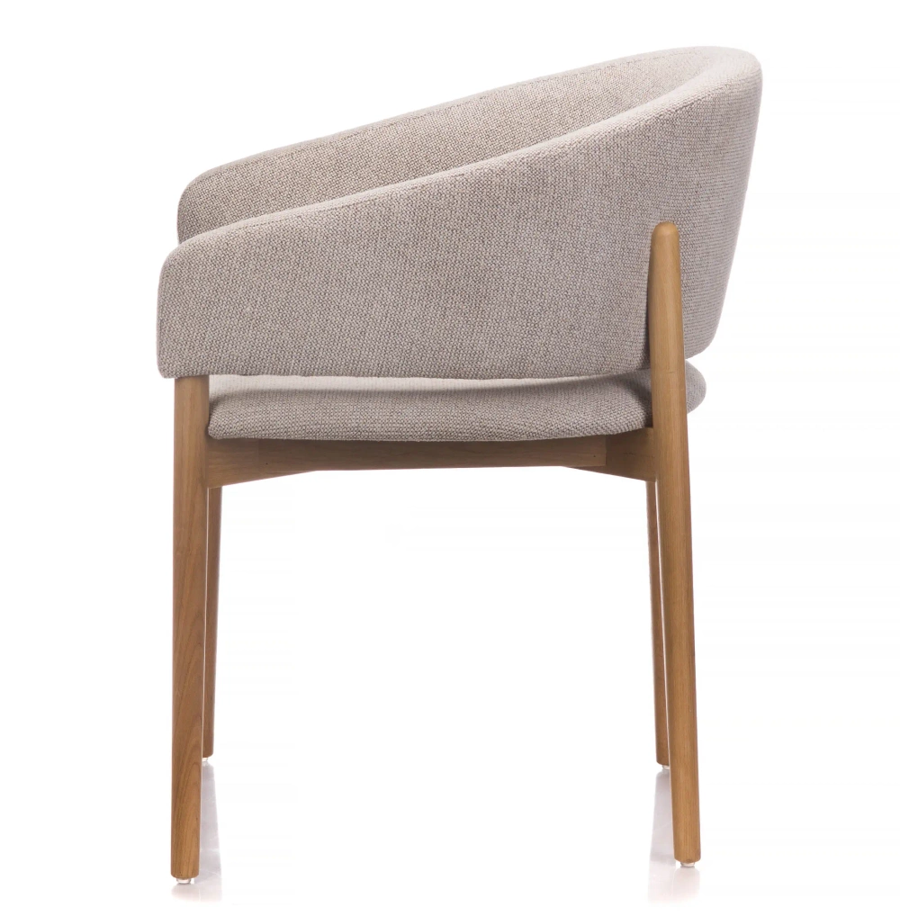 Claudie :: Monica upholstered chair with armrests, wooden legs, color to choose, width 59 cm
