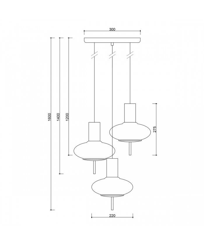 Ummo :: Torni A 3P Hängelampe schwarz Höhe 160 cm