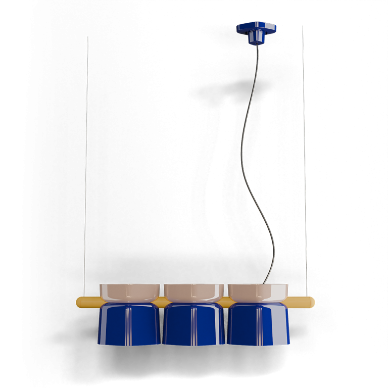 Ferroluce :: Yakitori Hängelampe, Breite 130 cm, marineblau und beige