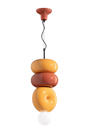Ferroluce :: Bumbum 3 hanging lamp, height 50 cm, ceramic, yellow and red