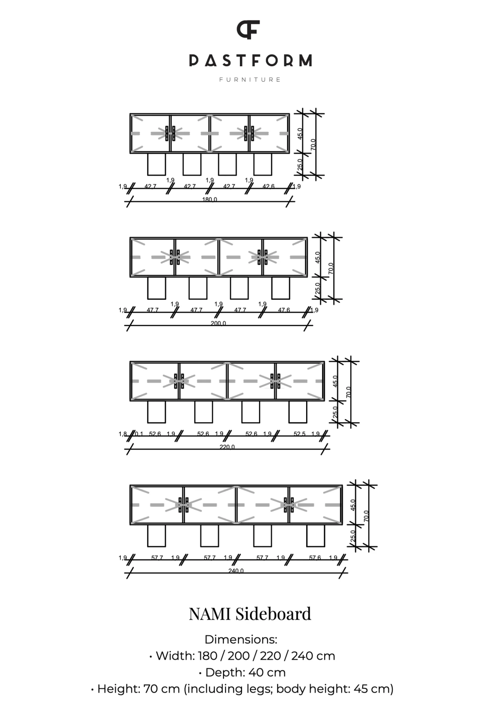Pastform Furniture :: Drewniana komoda Nami kolor Frake rozmiar do wyboru