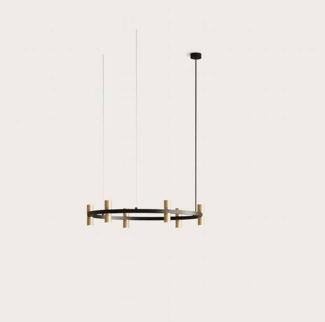 Aromas :: Tura 6 pendant lamp/chandelier, diameter 84 cm, leather shades