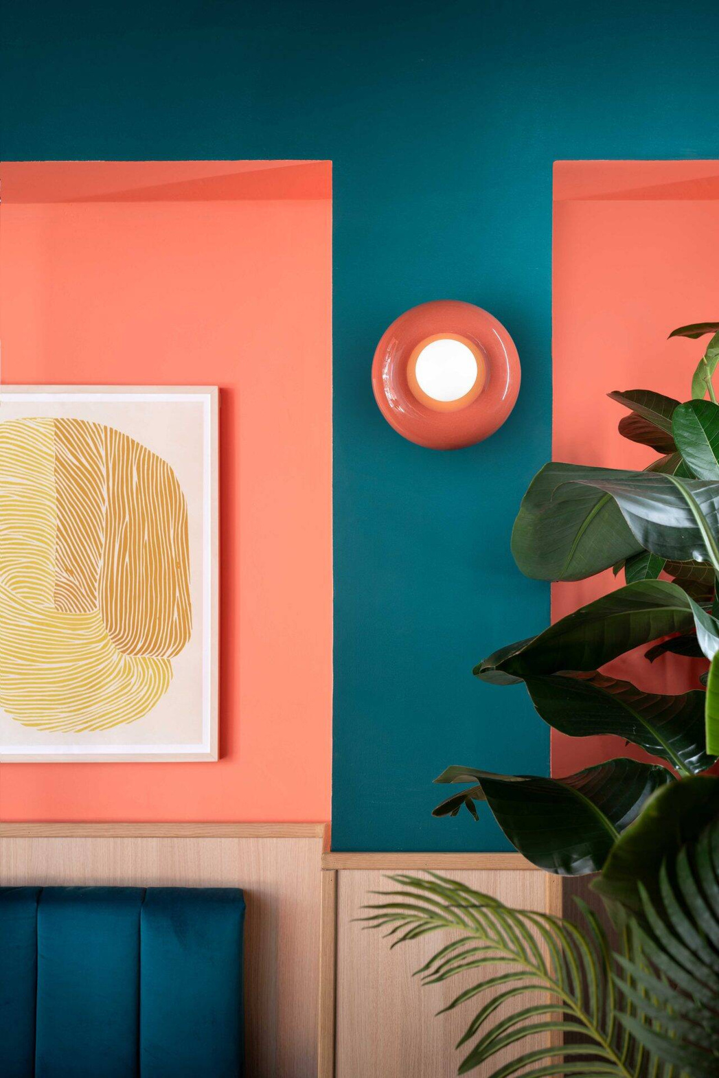 Ferroluce :: Bumbum wall lamp/sconce, diameter 25 cm, ceramic, turquoise